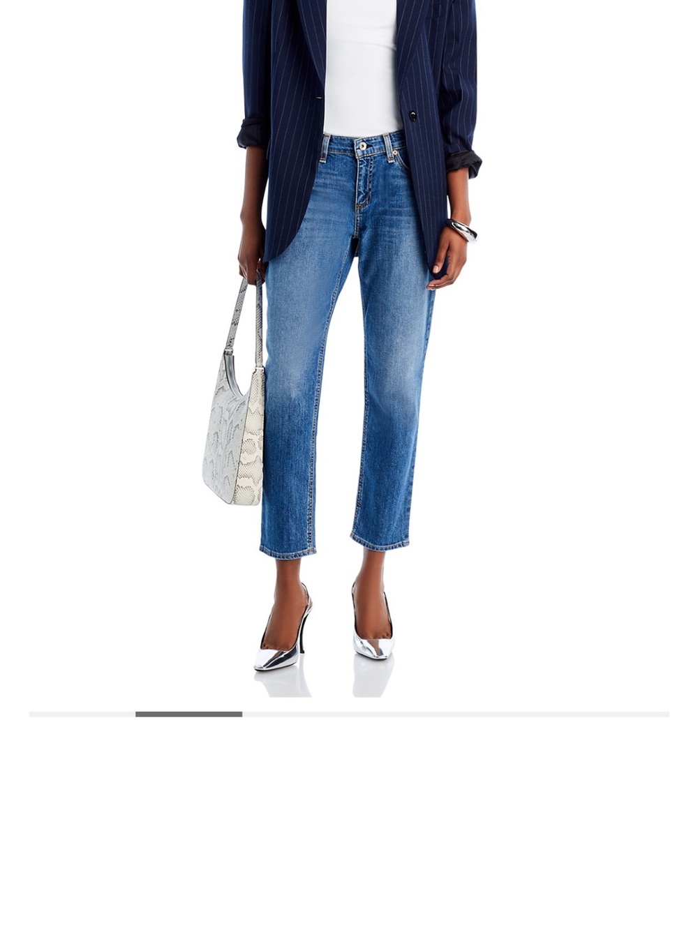 rag & bone Cropped Straight-Leg Jeans in Medium Blue - Picture 2 of 6